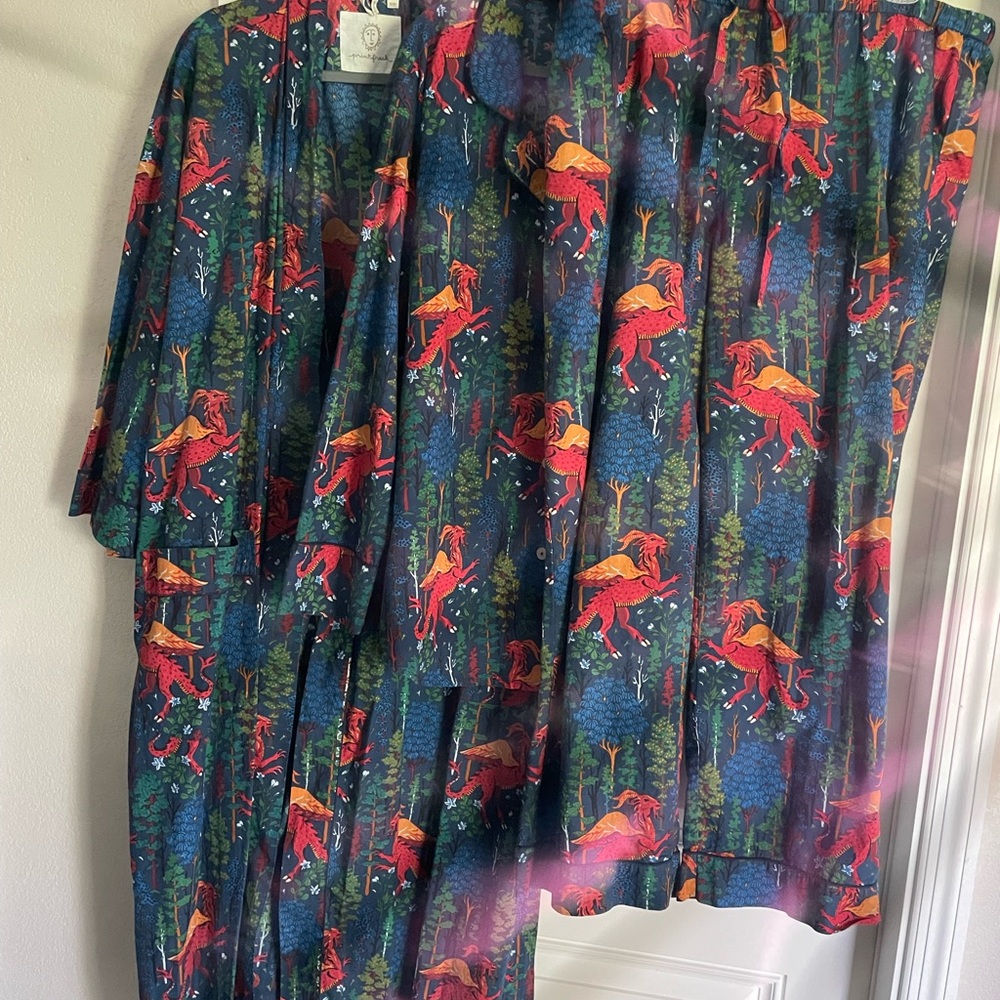 Printfresh RARE Jersey Devil Pajama Long Sleeve Long Pants and Robe NEW
